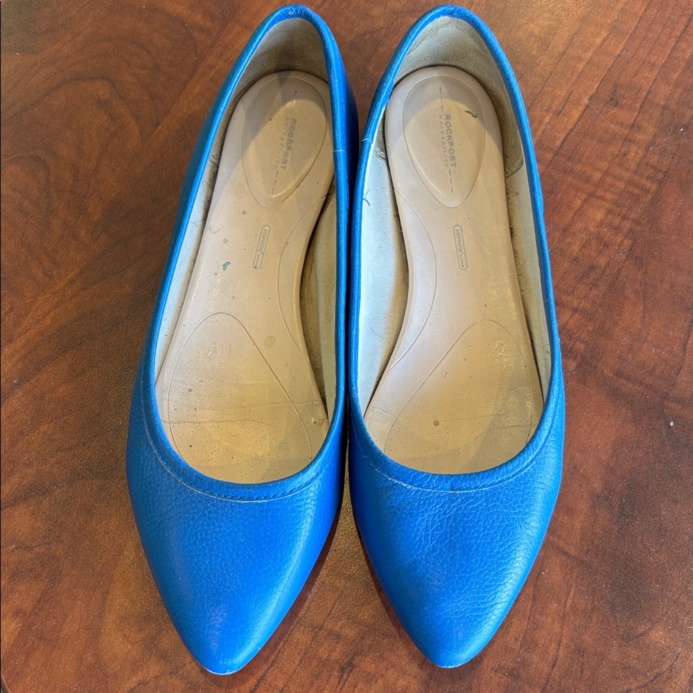 Blue Leather Flats